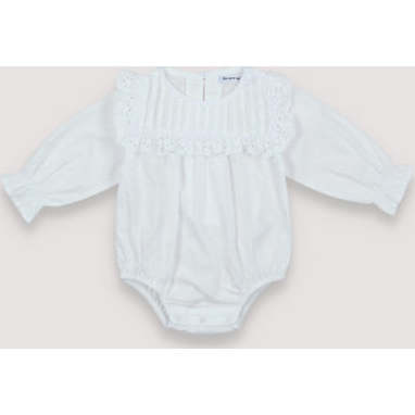 Baby Pinecrest Embroidered Ruffle Round Neck Romper, White - Rompers - 2