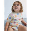 Baby Kent Daisy Intarsia Ribbed Neck Tee, Beige & Multicolors - Blouses - 2