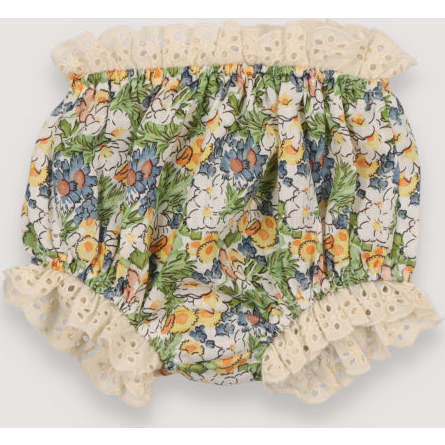 Baby Beverly Floral Print Lace Trim Bloomer, Multicolors