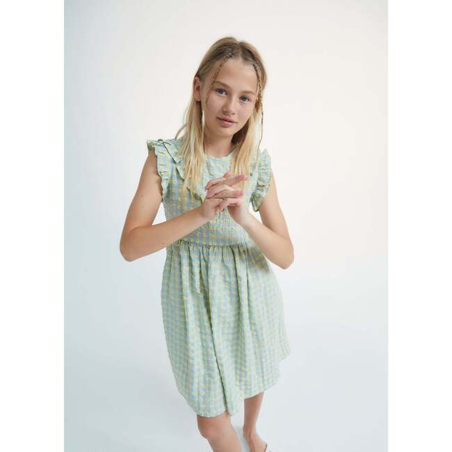 Canyon Seersucker Gingham Dress, Yellow & Green - Dresses - 4