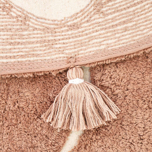 Yva Bohemian Tassel Round Rug, Soft Pinkish Brown - Rugs - 6