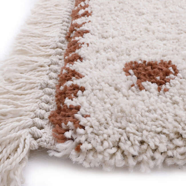 Wooly Fringed Rectangular Rug, Natural - Rugs - 5