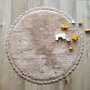 Perla Hand-Tufted Crochet Lace Trim Round Rug, Nude - Rugs - 2