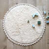 Perla Hand-Tufted Crochet Lace Trim Round Rug, Raw White - Rugs - 2