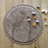 Perla Hand-Tufted Crochet Lace Trim Round Rug, Grey - Rugs - 2