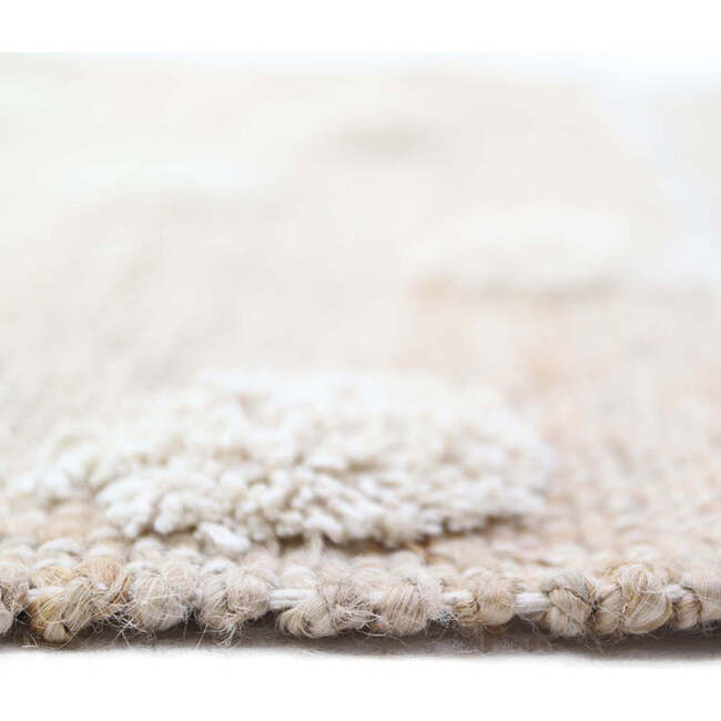 Nop Jute & Cotton Polka Dot Fringed Rectangular Rug, Natural - Rugs - 6