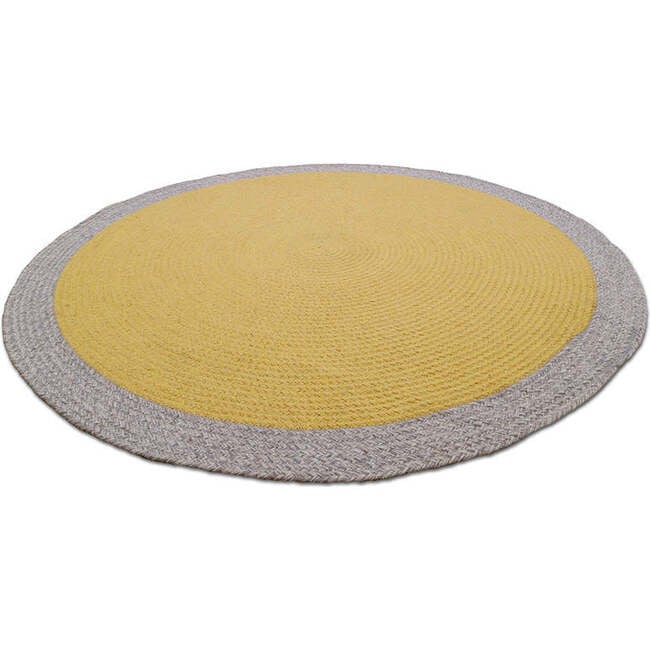 Nolan Woven Wool Contrast Border Round Rug, Curcuma - Rugs - 3