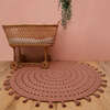 Nila Hand-Crocheted Tassel Round Rug, Cork - Rugs - 2