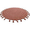 Nila Hand-Crocheted Tassel Round Rug, Cork - Rugs - 3