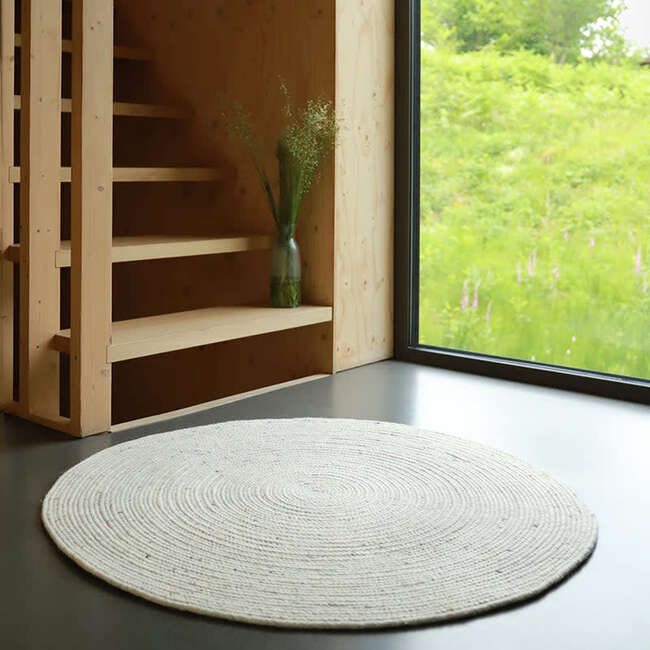 Neethu Hand-Crafted Felted Wool Round Rug, Natural - Rugs - 3