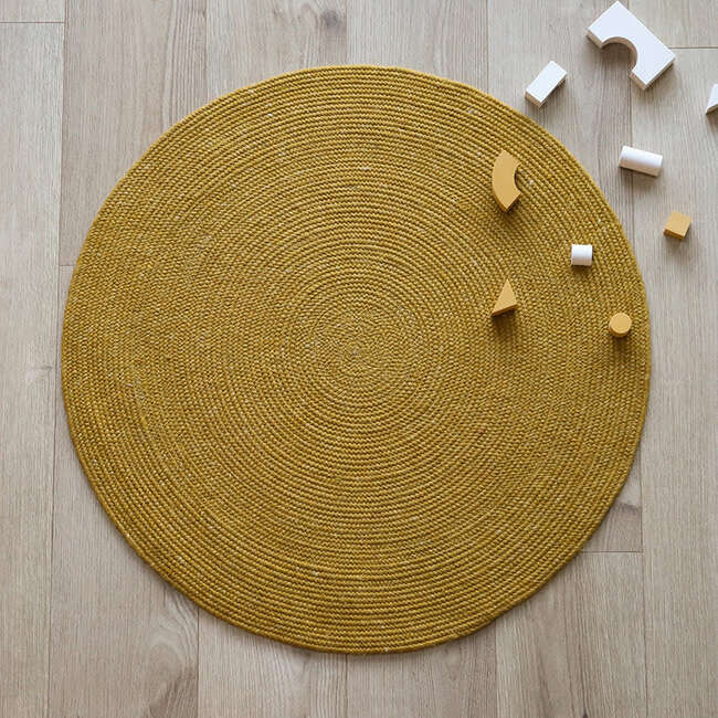 Neethu Hand-Crafted Felted Wool Round Rug, Mango - Rugs - 3