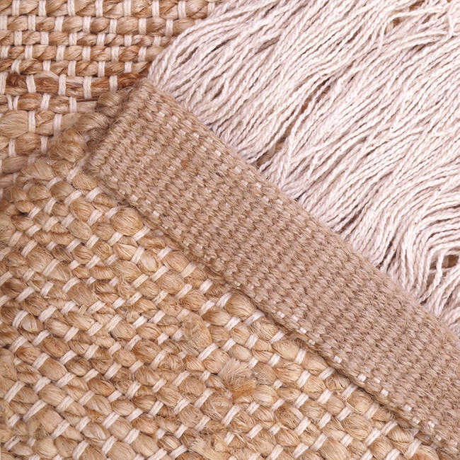 Lenny Jute & Cotton Fringed Rectangular Rug, Natural - Rugs - 6