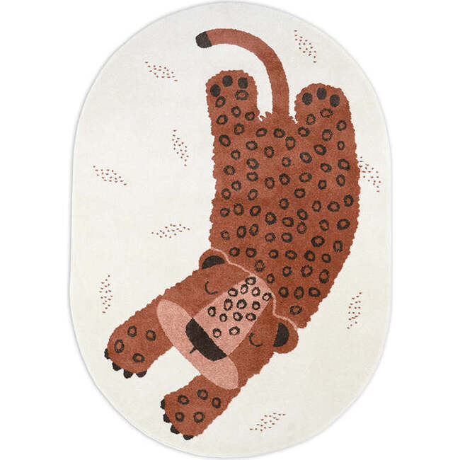 Kleo Leopard Graphic Print Oval Rug, Sienna