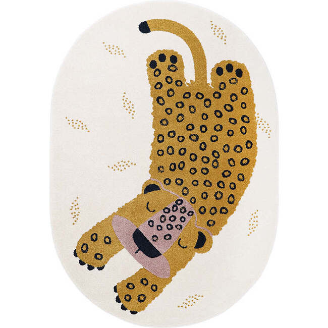 Kleo Leopard Graphic Print Oval Rug, Honey