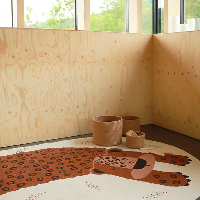 Kleo Leopard Graphic Print Oval Rug, Sienna - Rugs - 4