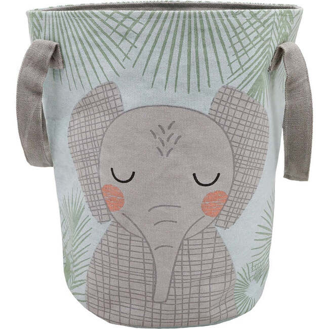 Junko Hand-Printed Storage Basket, Elephant