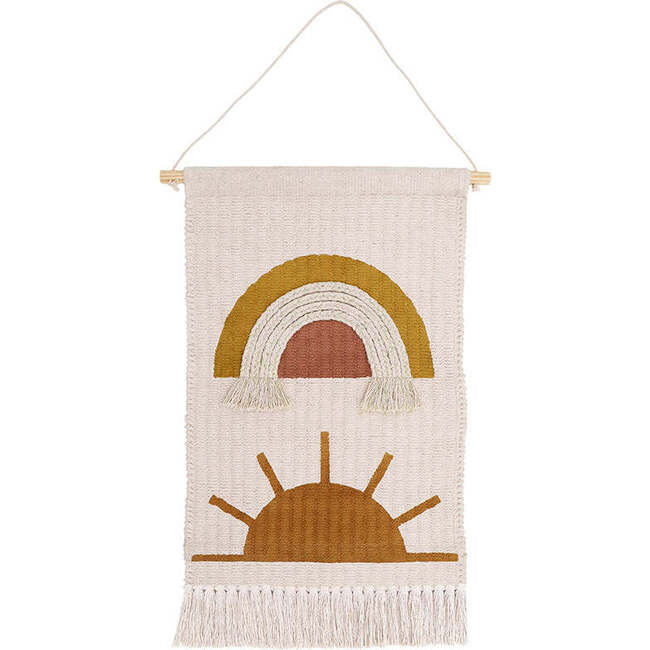 Hand-Woven Fringed Wall Hanging, Sunset
