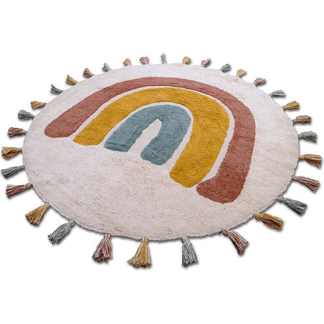 Hand-Tufted Tassel Round Rug, Rainbow - Rugs - 2