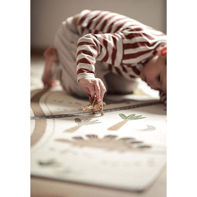 Flat Woven Graphic Print Rectangular Play Rug, Little Jurasic - Rugs - 6