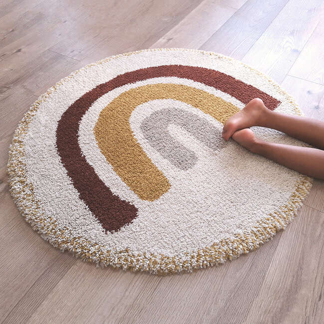 Bohemian Rainbow Round Rug, Amber & Multicolors - Rugs - 3