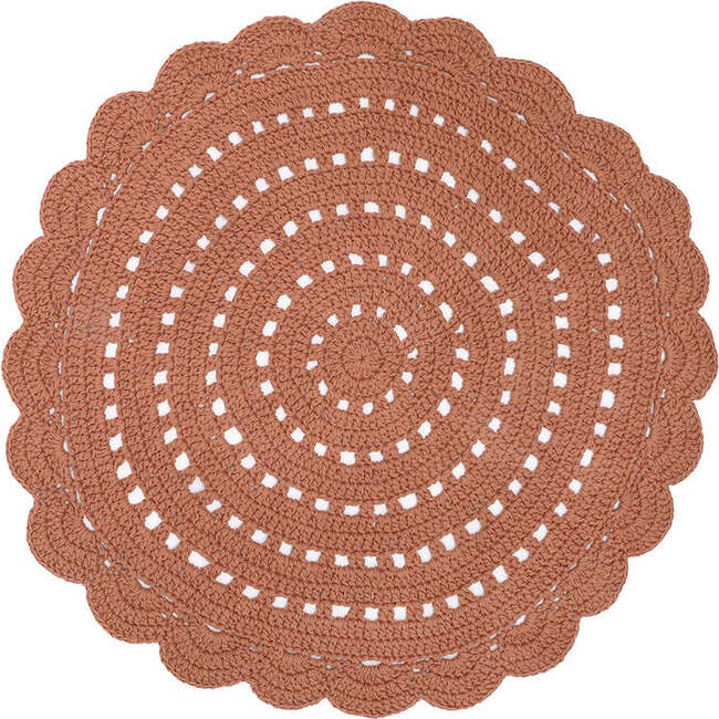 Alma Hand-Crocheted Scalloped Round Rug, Amber