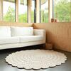 Alma Hand-Crocheted Scalloped Large Round Rug, Raw White - Rugs - 2