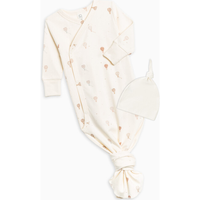 Organic Indy Kimono Gown + Hat, Hot Air Ballon / Truffle