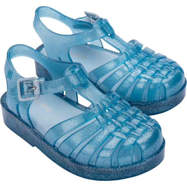 Possession Shiny BB Sandals, Glitter Blue