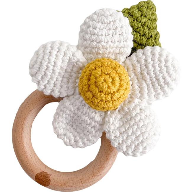 Cotton Crochet Rattle, White Flower