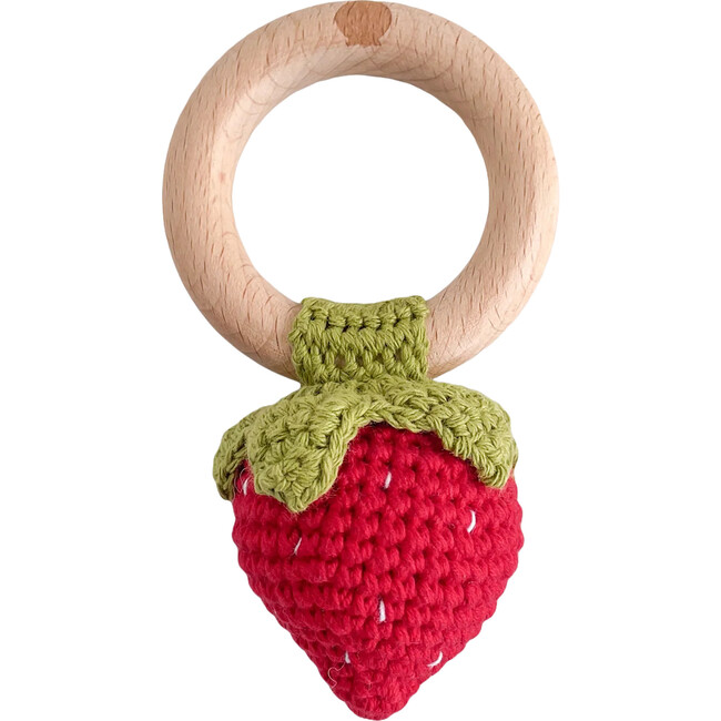 Cotton Crochet Rattle, Red Strawberry