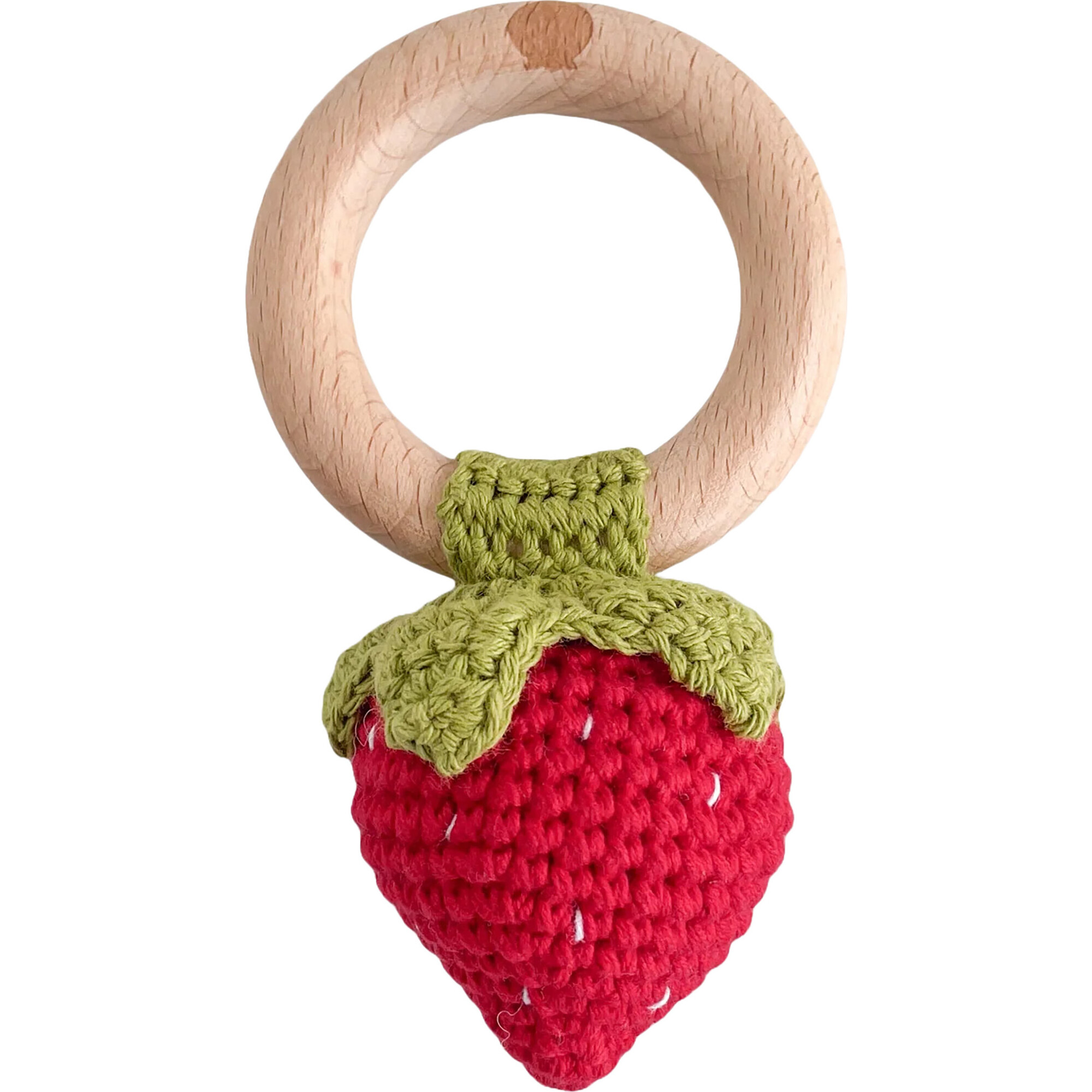 Cotton Crochet Rattle, Red Strawberry - Rattles - 1