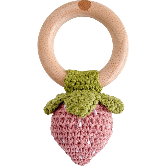 Cotton Crochet Rattle, Pink Strawberry
