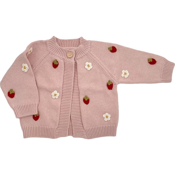 Cotton Strawberry Flower Cardigan, Blush - The Blueberry