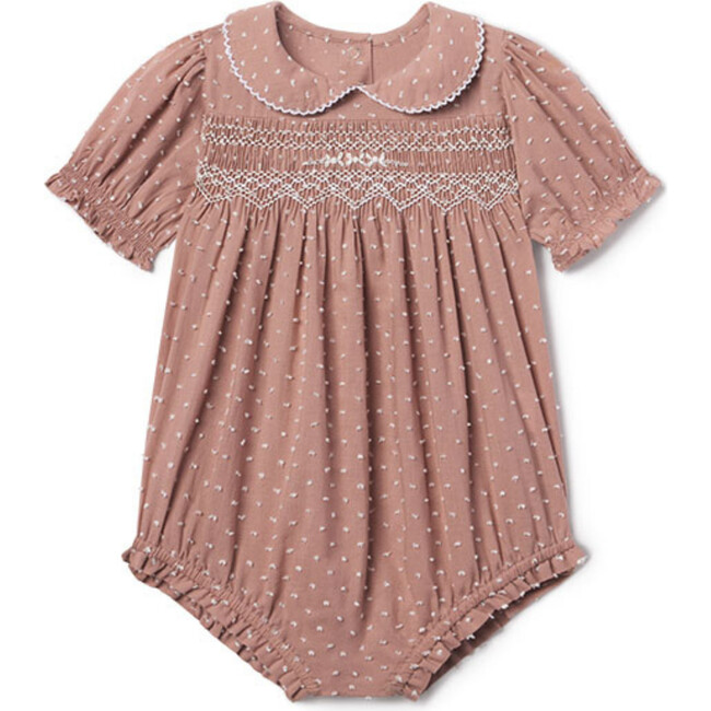 Emmy Peterpan Collar Smocked Bubble, Honey Blooms