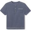 Davey Crew Neck Embroidered Pocket Tee, Flint Blue - Shirts - 1 - thumbnail