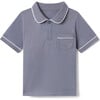 Beau Contrast Piped Polo Shirt, Flint Blue - Polo Shirts - 1 - thumbnail