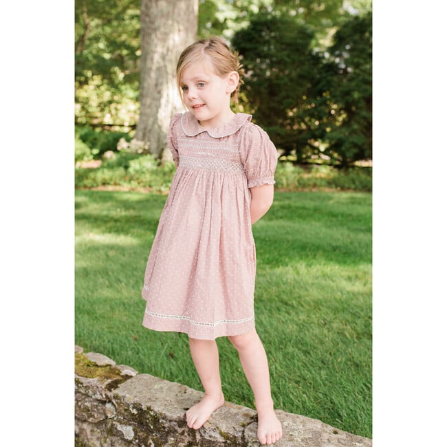 Emmy Peterpan Collar Smocked Dress, Honey Blooms - Dresses - 2