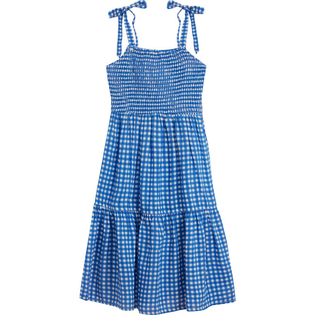 Maisonette x Roma Girls Sisi Smocked Dress, Blue Gingham