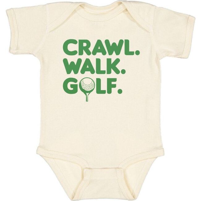 Crawl, Walk, Golf Short Sleeve Bodysuit, Natural