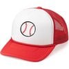 Baseball Patch Trucker Hat, Red - Hats - 1 - thumbnail