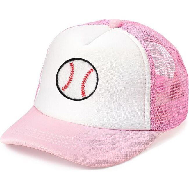 Baseball Patch Trucker Hat, Pink