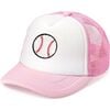 Baseball Patch Trucker Hat, Pink - Hats - 1 - thumbnail