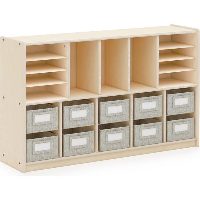 EdQ Shelves and 10 Bin Storage Unit 30" - Natural