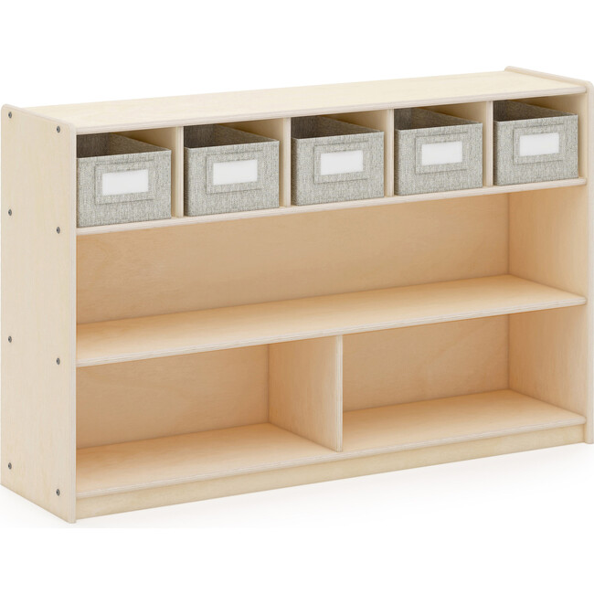 EdQ Shelves and 5 Bin Storage Unit 30" - Natural