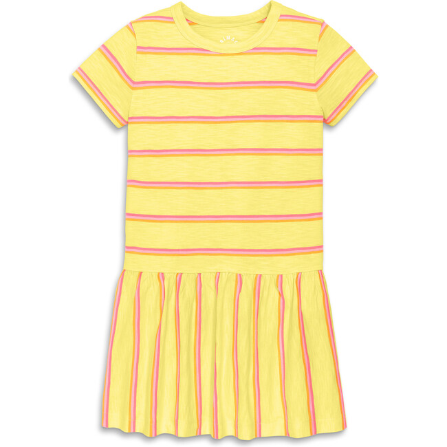 Short Sleeve Explorer Dress, Banana Multi Stripe