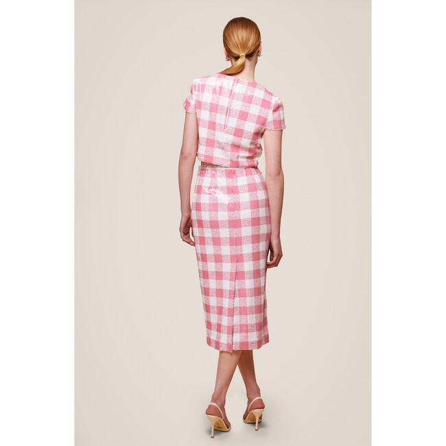 Women's Elena Plaid Short Sleeve Top, Pink & Ivory - Shirts - 2
