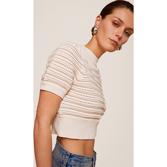 Women's Hope Stripe Short Sleeve Top, Natural & Ivory