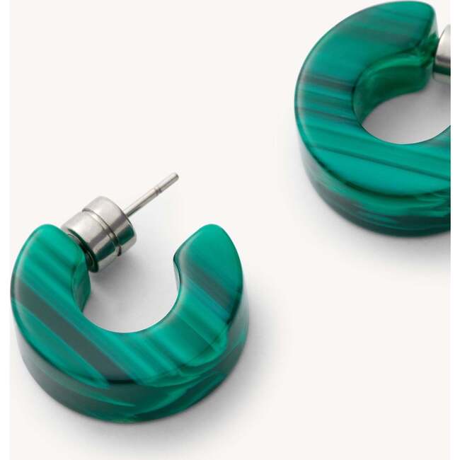 Muse Semi Hoops, Malachite - Earrings - 2