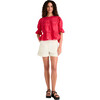 Women's Sol Short Ruffle Cuff Sleeve Smocked Top, Zinnia - Blouses - 1 - thumbnail