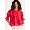 Women's Sol Short Ruffle Cuff Sleeve Smocked Top, Zinnia - Blouses - 2